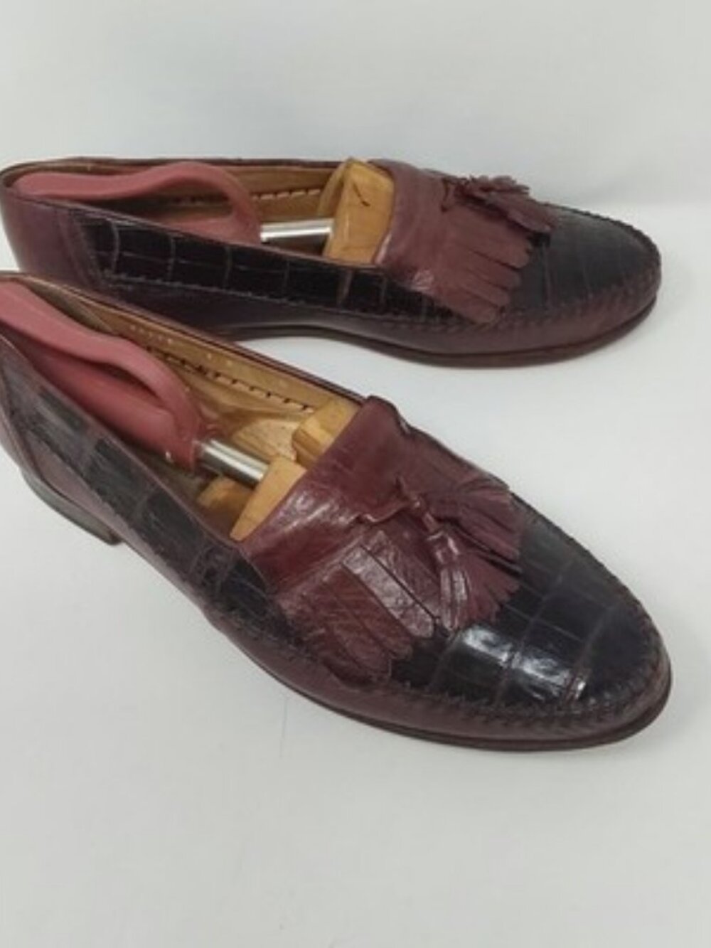 Bruno Magli Crocodile Tassel Loafers Brown Dress Shoes‎ Italy Mens Size 9M